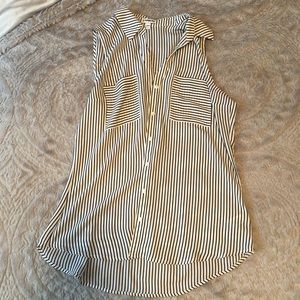 Express White w/ black stripe size L tank top